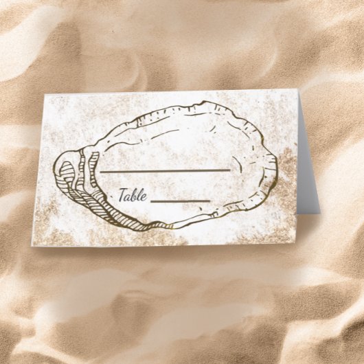 Moderne minimale Waterverf Oyster Beach bruiloft Plaatskaartje