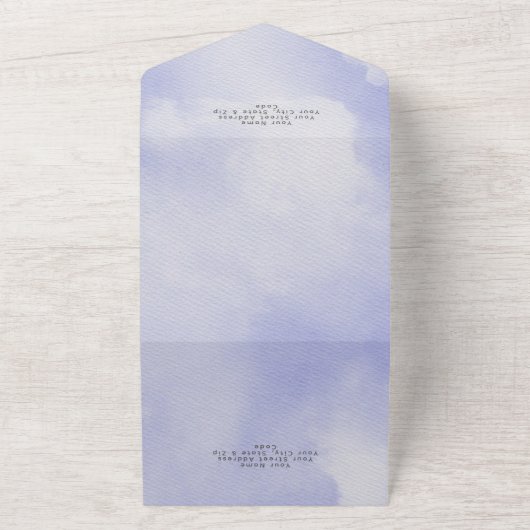 Moderne minimale Waterverf Periwinkle Geen avondet All In One Uitnodiging (Buitenkant)