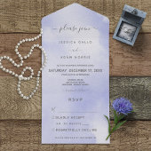 Moderne minimale Waterverf Periwinkle Geen avondet All In One Uitnodiging