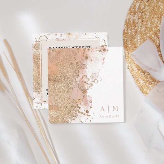 Moderne minimale Waterverf strand bruiloft QR-code Informatiekaartje