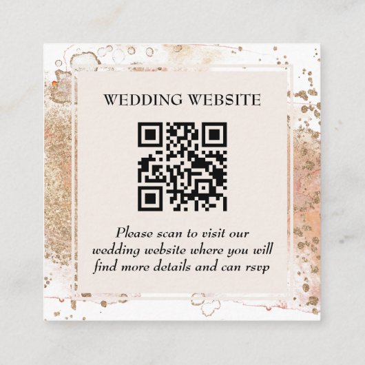 Moderne minimale Waterverf strand bruiloft QR-code Informatiekaartje (Achterkant)