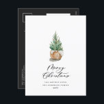 Moderne minimale waterverf vrolijke kerstboom feestdagenkaart<br><div class="desc">Christmas tree merry christmas scripts: dagelijks Christmas card. Hand painted eucalyptus,  minimum folio and modern rustic rattan werath give this foliday card a luxurious feel. In classiy greens,  browns en grays.</div>