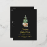 Moderne minimale waterverf zwarte kerstboom folie feestdagen briefkaart<br><div class="desc">Moderne kerstboomklep met een minimum aan bladeren en kerstmis. Met de hand geschilde eucalyptus,  een minimale bladermassa en een moderne rustige rivierkreet geven deze vakantiekaart een luxueus gevoel. In zwart,  groen,  browns en grijs.</div>