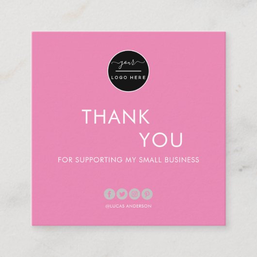 Moderne, minimale wazige roze orde dank u squar vierkante visitekaartje (Voorkant)