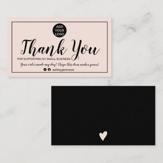 Moderne, minimale wazige roze volgorde dank u visitekaartje (Voorkant / Achterkant)