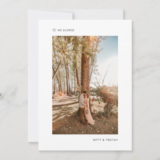 Moderne minimale We Eloped bruiloft aankondiging (Voorkant)