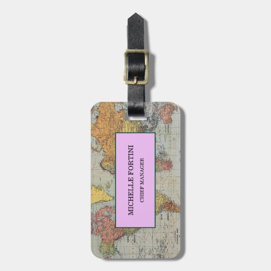 Moderne minimale  Wereldkaart Bagagelabel (Voorkant verticaal)