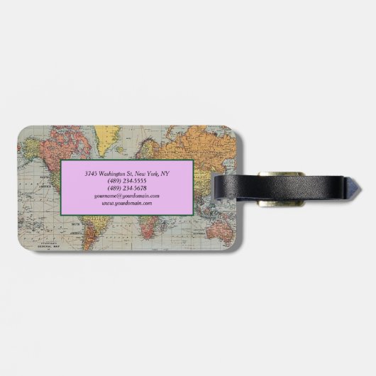 Moderne minimale  Wereldkaart Bagagelabel (Achterkant horizontaal)