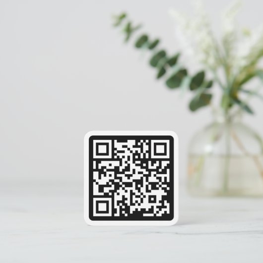 Moderne minimale witte aangepaste QR-code sociale  Vierkante Visitekaartje (Staand voorkant)