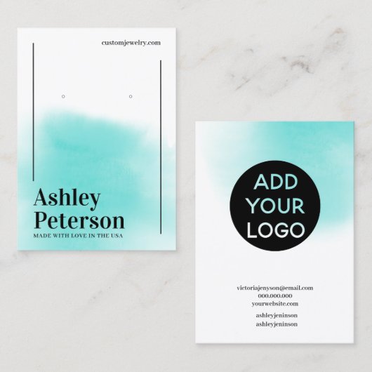 Moderne, minimale witte blauwe lettertypescherm visitekaartje (Voorkant / Achterkant)