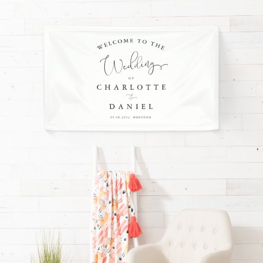 Moderne, minimale, witte bruiloft spandoek (Insitu)