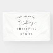 Moderne, minimale, witte bruiloft spandoek (Horizontaal)