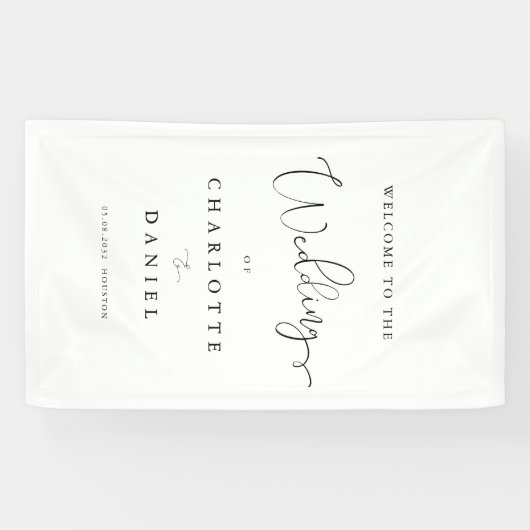 Moderne, minimale, witte bruiloft spandoek (Horizontaal)