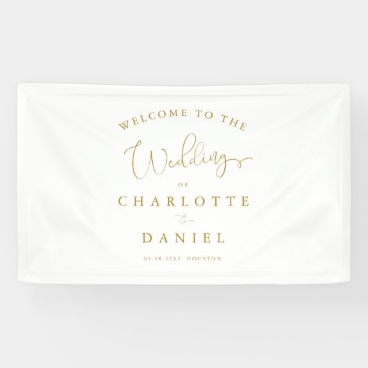 Moderne, minimale, witte bruiloft spandoek (Horizontaal)