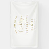 Moderne, minimale, witte bruiloft spandoek (Verticaal)