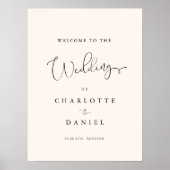 Moderne, minimale, witte bruiloft welkom poster (Voorkant)