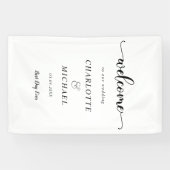 Moderne, minimale, witte, bruiloft welkom spandoek (Horizontaal)