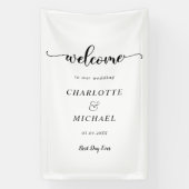 Moderne, minimale, witte, bruiloft welkom spandoek (Verticaal)