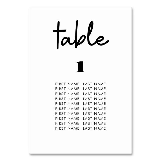 Moderne, minimale witte bruiloft zitkaarten kaart (Voorkant)