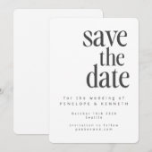 Moderne, minimale witte, eenvoudige bruiloft save the date (Voorkant / Achterkant)