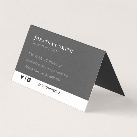 Moderne minimale witte en grijze Logo Visitekaartje (Achterkant)