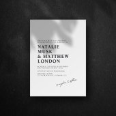 Moderne, minimale witte en zwarte bruiloft kaart