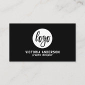 Moderne minimale witte en zwarte Logo QR-code Visitekaartje (Voorkant)