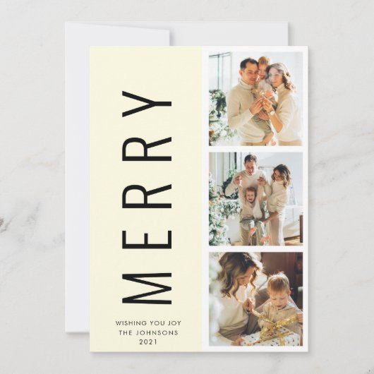 Moderne, minimale witte feestelijke kerstkaart 3 kaart (Voorkant)