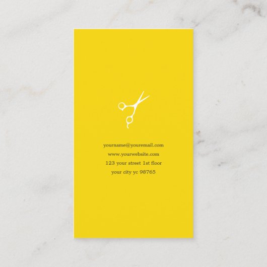 Moderne minimale witte gele haarlijst visitekaartje (Achterkant)
