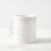 Moderne minimale witte & gouden glitter kerstboom koffiemok (Voorkant links)