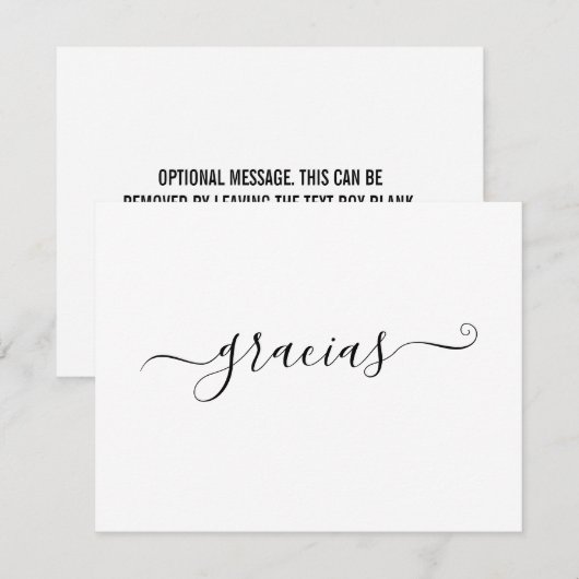 Moderne, minimale witte gracias bedankkaart (Voorkant / Achterkant)
