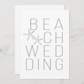 Moderne minimale witte grijze strand bruiloft uitn kaart (Voorkant / Achterkant)