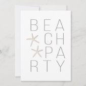 Moderne minimale witte grijze strand party uitnodi kaart (Voorkant)