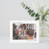 Moderne, minimale witte kerstfeestelijke fotokaart briefkaart (Staand voorkant)