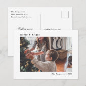 Moderne, minimale witte kerstfeestelijke fotokaart briefkaart (Voorkant / Achterkant)