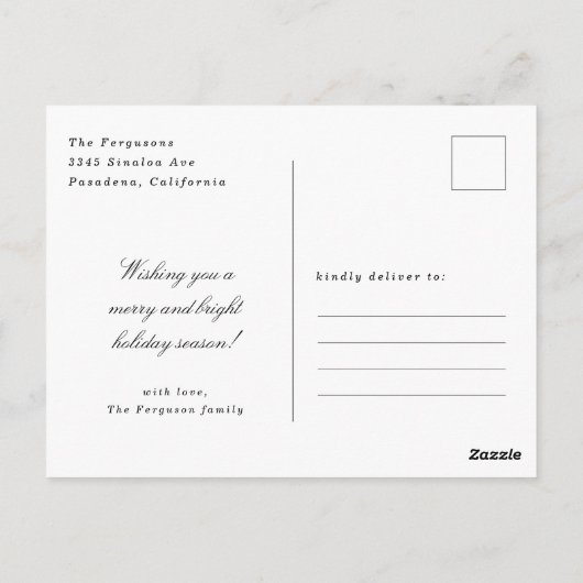 Moderne, minimale witte kerstfeestelijke fotokaart briefkaart (Achterkant)