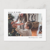 Moderne, minimale witte kerstfeestelijke fotokaart briefkaart (Voorkant)