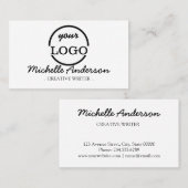 Moderne, minimale witte Logo Visitekaartje (Voorkant / Achterkant)