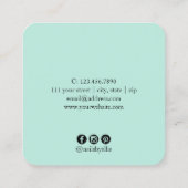 Moderne minimale witte marmer en mint groene nagel vierkante visitekaartje (Achterkant)