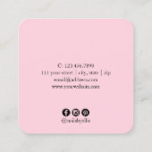 Moderne minimale witte marmer- en roze nagels vierkante visitekaartje (Achterkant)