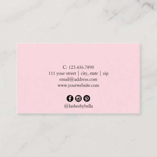 Moderne, minimale witte marmer en roze zweepslagen visitekaartje (Achterkant)