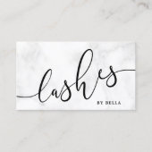 Moderne, minimale witte marmer en roze zweepslagen visitekaartje (Voorkant)