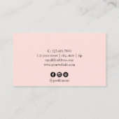 Moderne minimale witte marmer en zwarte roze nagel visitekaartje (Achterkant)