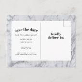 moderne minimale witte marmeren Save the Date Aankondigingskaart (Achterkant)