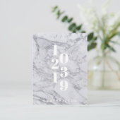 moderne minimale witte marmeren Save the Date Aankondigingskaart (Staand voorkant)
