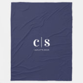 Moderne minimale witte monogram fleece deken (Voorkant)