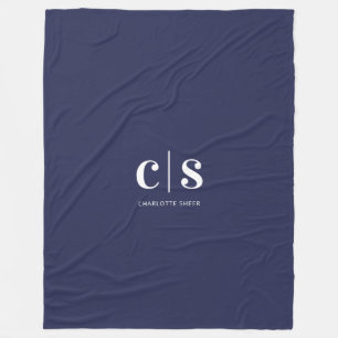 Moderne minimale witte monogram fleece deken