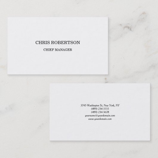 Moderne, minimale witte Professional Visitekaartje (Voorkant / Achterkant)