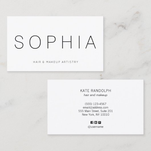 Moderne, minimale witte Professional Visitekaartje (Voorkant / Achterkant)