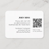 Moderne minimale witte QR-code Visitekaartje (Achterkant)